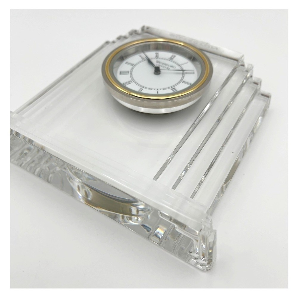 Waterford Metropolitan Crystal Desk Clock Art Deco Silverton Casino Hotel Gift